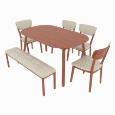 Dining set consisting of a table and chairs 3D Model