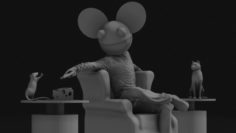 Deadmau5 On Chair Gun Aim at Mice 3D Model