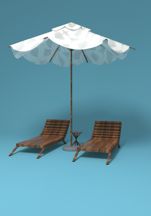 Chair and umbrella Free 3D Model