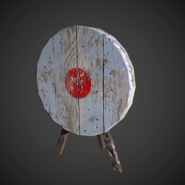 Wooden Target PBR Low Poly 3D Model