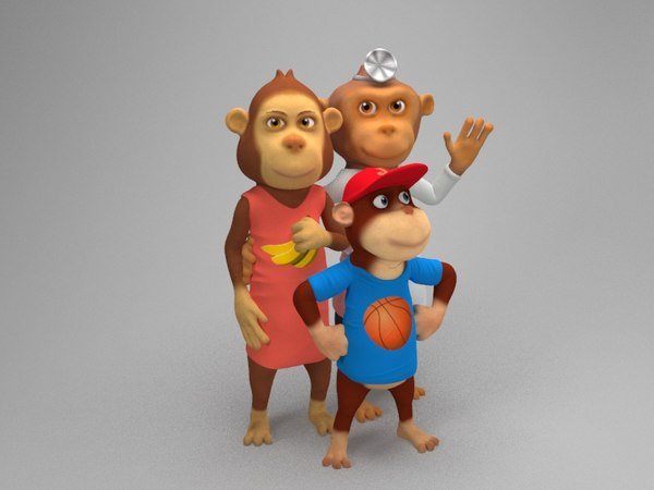 Ape family 3D Model