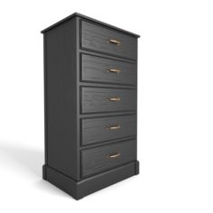 Chest of drawers with 5 drawers black 3D Model