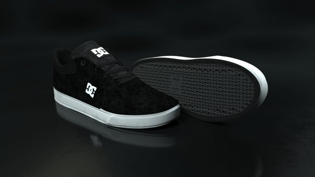 Realisitc DC Shoes Crisis - Black 3D Model - 3DHunt.co