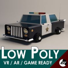 Low-Poly Cartoon Police Car 3D Model