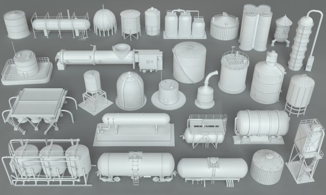 Industrial Tanks – 29 pieces 3D Model