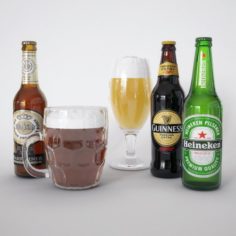 Beer in bottles and toby 3D Model