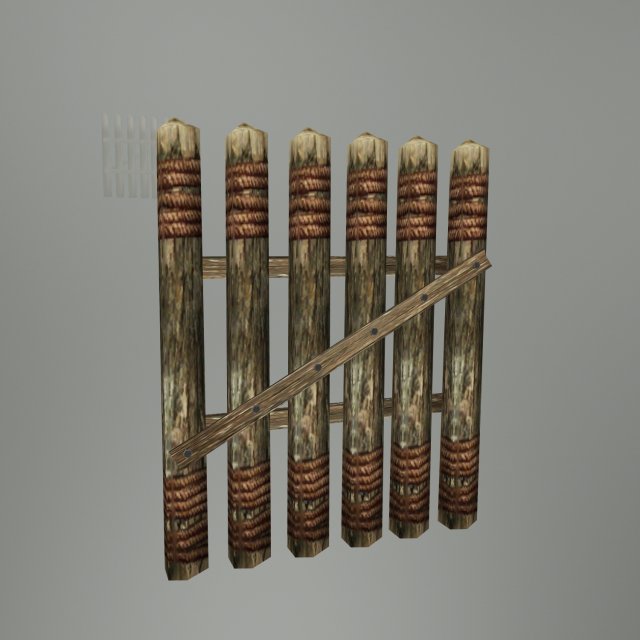 Medieval Wood Fence 02 3D Model
