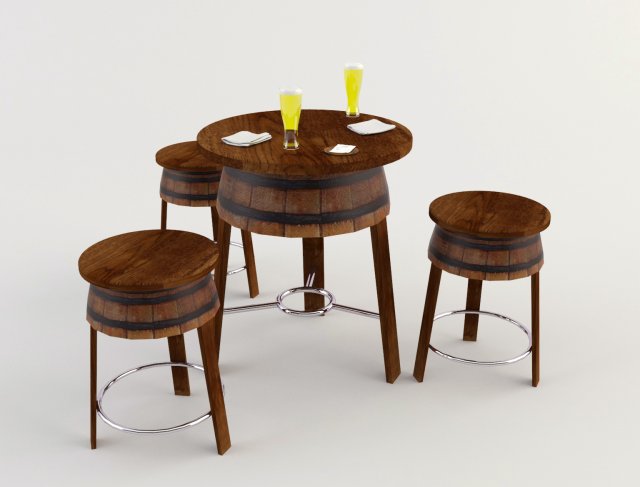 Table and Chairs – Cafe Bar 2 3D Model
