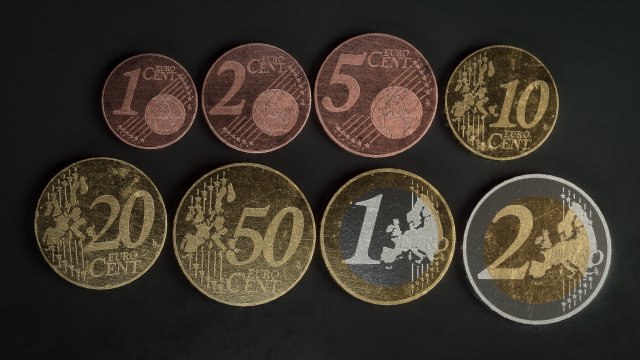 Realistic Euro Coins – Low poly s 3D Model