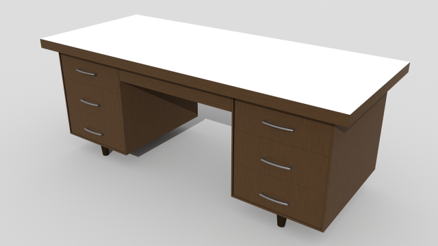 Low Poly Wooden Desk 3D Model