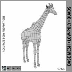 Giraffe Animal Base Mesh 3D Model