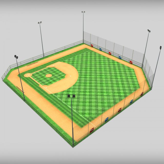 Baseball stadium arena diamond low poly 3D Model