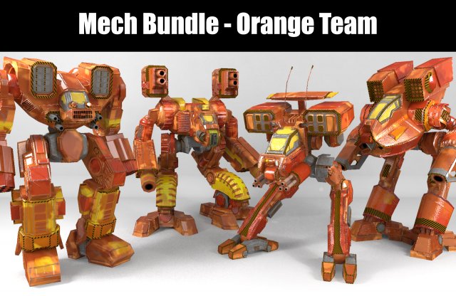 Mech Bundle – Orange Team 3D Model
