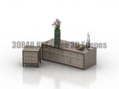 Locker nightstand decor vase and flowers 3D Collection