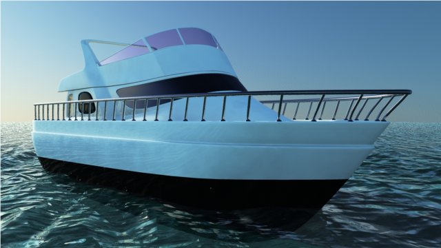 Boat and Ocean 3D Model