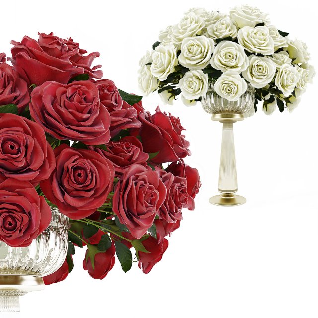 Roses in a vase 3D Model