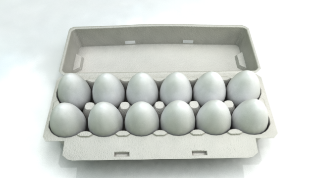Dozen Eggs Tray 3D Model