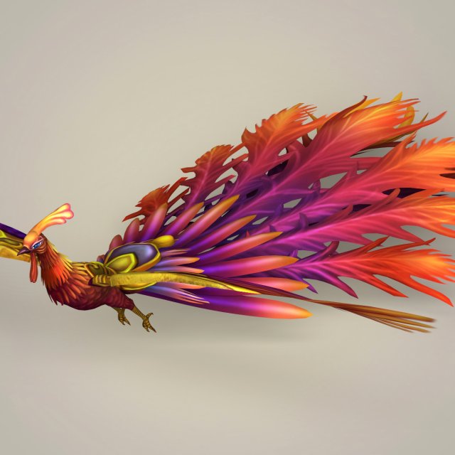 Game Ready Fantasy Phoenix 3D Model