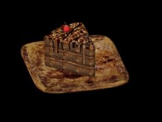 Slice of chocolate cake 3D Model