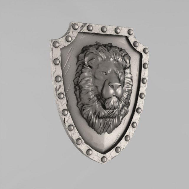 Shield with a lion face 3D Model