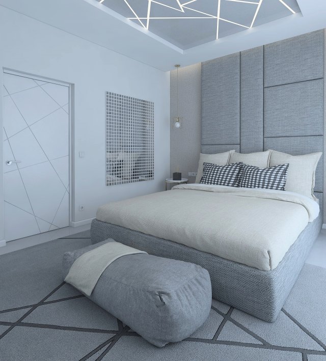 Wonderful bedroom with modern lighting 3D Model