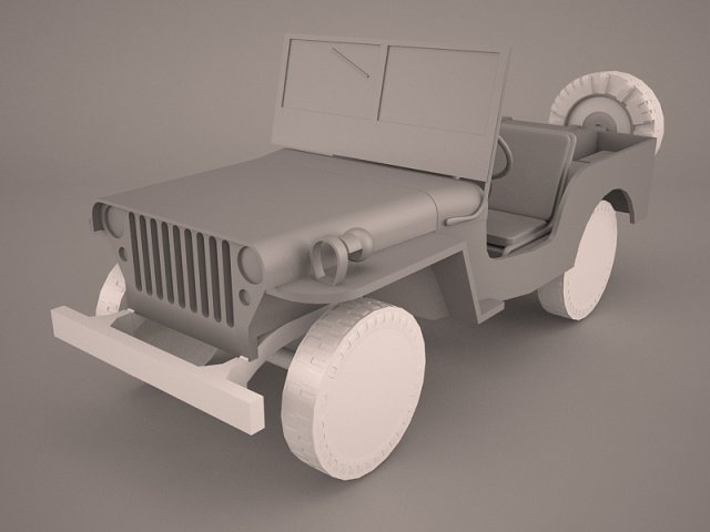 Military Jeep Car Willys M38 3D Model