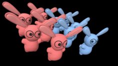 Blue and pink bunny toys 3D Model