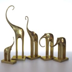 Figurines five elephants 3D Model