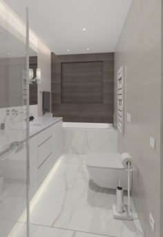 Cozy bathroom with a marble tile 3D Model