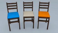 Wooden Chair Set 3D Model