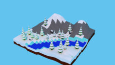 Simple and beautiful low poly winter landscape 3D Model