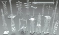 Electric Towers – 17 pieces 3D Model