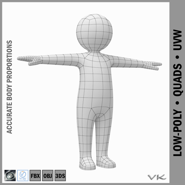 Toddler Stickman Character 3D Model