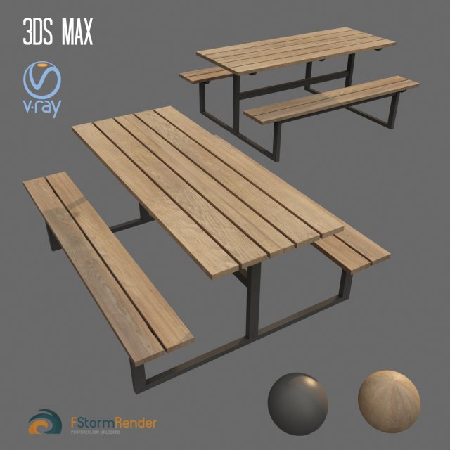 Outdoor bench 3D Model