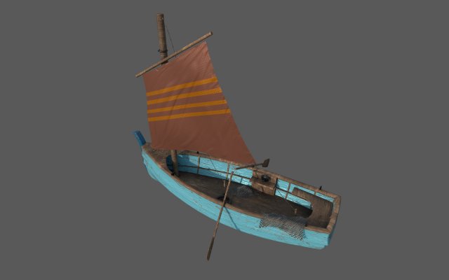 Wooden Fisher Boat 3D Model