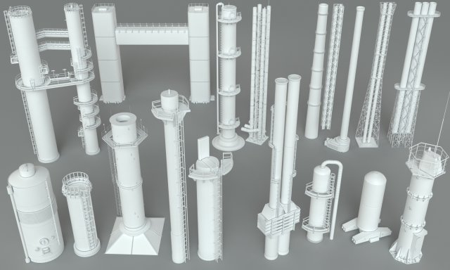 Industrial Tubes – 18 pieces 3D Model