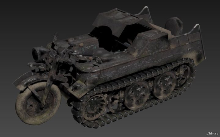 NSU Kettenkrad(destroyed) 3D Model