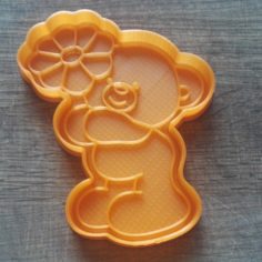 Cookie cutters. Form for cutting a cookie “Bear with a flower” 3D Print Model