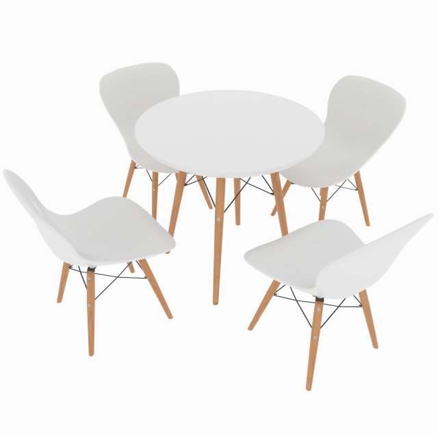 Dining set consisting of a table and chairs 3D Model