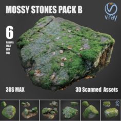 Mossy stones bundle B 3D Model