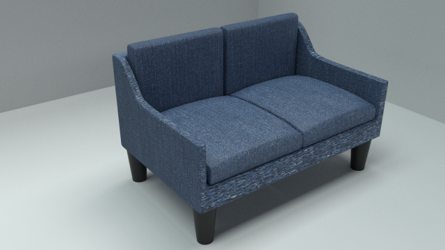 Blue fabric couch 3D Model
