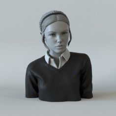 Portrait of a girl with a ponytail 1 3D Model