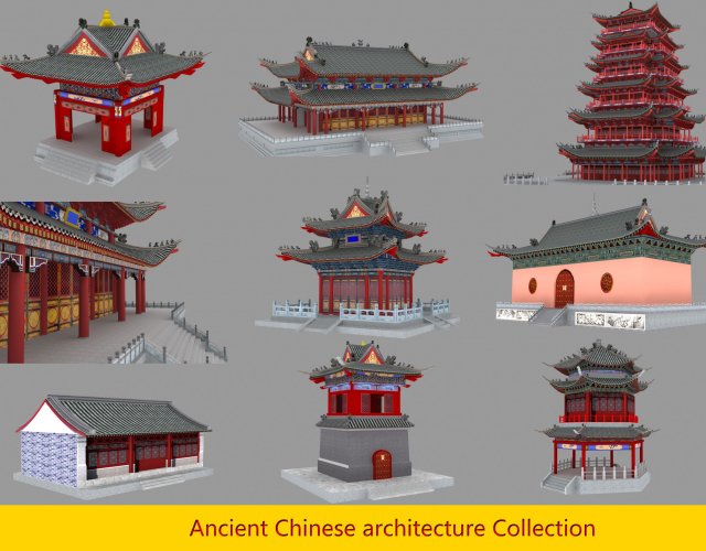 Ancient chinese building pack 3D Model