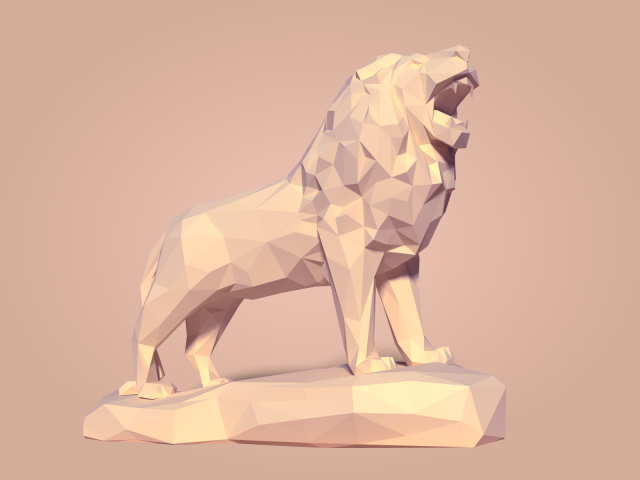 Low Poly Lion Statue 3D Model