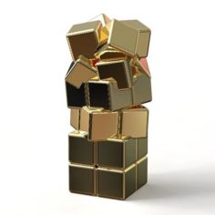 GOLDEN STEEL PENDANT “CRAZY CUBES” MINI EDITION 3D Print Model