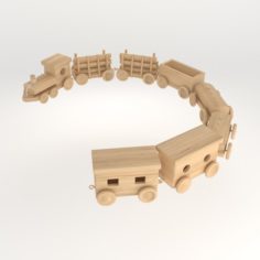 Toy of Wooden Locomotive 3D Model