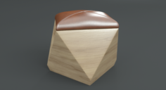 Hexagon Wood Ottoman-Chair 3D Model