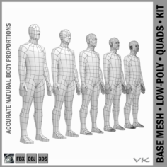 Male Body Base Mesh in Rest Pose 3D Model
