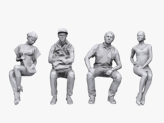 Lowpoly People Sitting Pack 3D Model