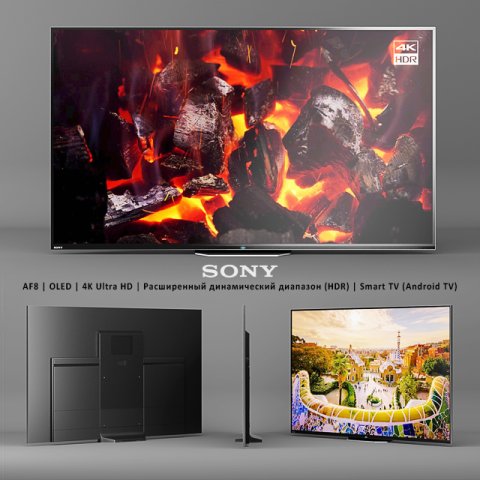 Sony AF8 OLED 4K Ultra HD HDR Smart TV Android TV 3D Model